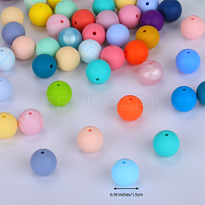 Round Silicone Focal Beads SI-JX0046A-94-1