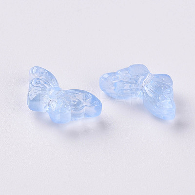 Transparent Spray Painted Glass Beads GLAA-S190-018F-02-1