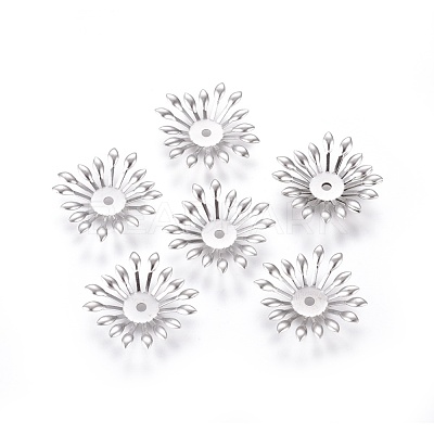 Non-Tarnish Multi-Petal 316 Surgical Stainless Steel Bead Caps STAS-G196-03P-1