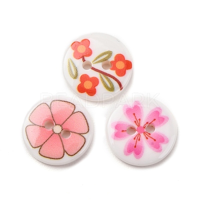 2-Hole Printed Opaque Resin Buttons RE-CBADF5A-15-1