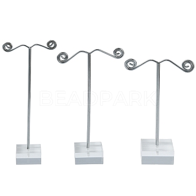3Pcs T Bar Earring Organic Glass Displays Sets EDIS-G012-01-1