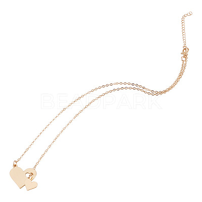 1Pc 302 Stainless Steel Heart Puzzle Pendant Cable Chain Lariat Y Necklaces for Women NJEW-TADJ0001-01KCG-1