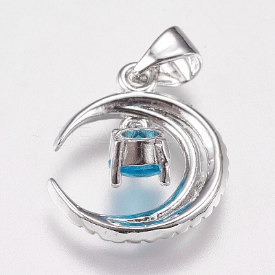 Brass Micro Pave Cubic Zirconia Pendants ZIRC-E147-57P-1