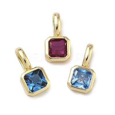 Brass Micro Pave Cubic Zirconia Charms KK-G555-21G-B-1