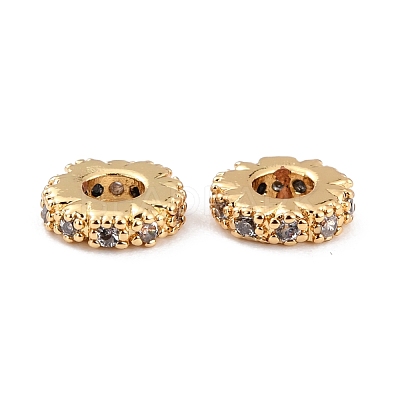 Brass Micro Pave Clear Cubic Zirconia Beads ZIRC-P091-04B-G-RS-1