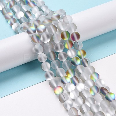 Synthetic Moonstone Beads Strands G-R375-8mm-A20-1