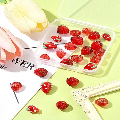 25Pcs 6 Styles Handmade Lampwork 3D Strawberry Beads LAMP-FS0001-19-1