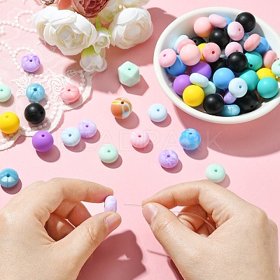 DIY Silicone Beaded Keychain Making Kit DIY-YW0008-61-1
