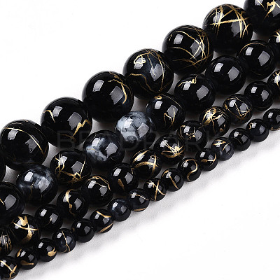 Baking Paint Glass Beads Strands DGLA-N003-4mm-B10-1