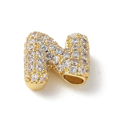 Brass Micro Pave Cubic Zirconia Beads KK-P290-61G-Z-1