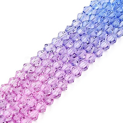 Gradient Color Baking Paint Glass Bead Strands DGLA-A039-T4mm-A019-1