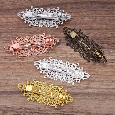 Vintage Hair Accessories Iron Hair Barrette Findings OHAR-PW0001-035G-1