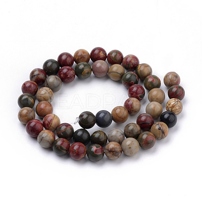 Natural Polychrome Jasper/Picasso Stone/Picasso Jasper Beads Strands G-S259-23-6mm-1