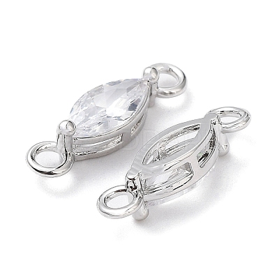 Brass Clear Cubic Zirconia Links Connectors ZIRC-G170-17P-01-1