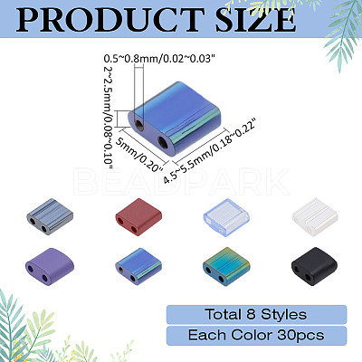 240Pcs 8 Colors 2-Hole Opaque Glass Seed Beads SEED-ME0001-06-1