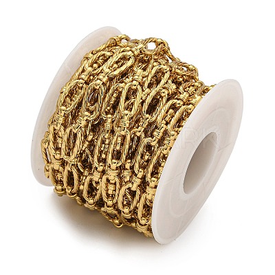 Ion Plating(IP) Handmade 304 Stainless Steel Oval Link Chains CHS-G038-01A-G-1