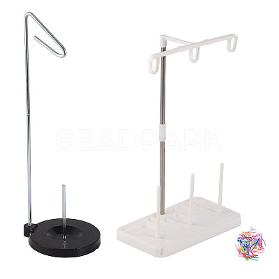 2 Sets Plastic & Stainless Steel & Iron Adjustable Embroidery Floss Bobbin Rack DIY-FG0004-83-1