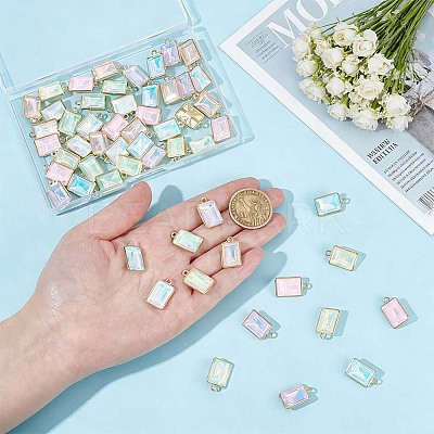 56Pcs 7 Colors Alloy Glass Pendants FIND-OC0014-29-1