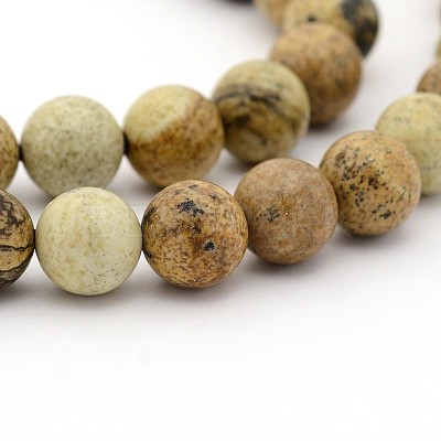 Natural Picture Jasper Round Bead Strands G-G-P070-55-8mm-1