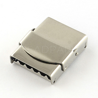 Tarnish Resistant Smooth Surface 201 Stainless Steel Watch Band Clasps STAS-R063-83-1
