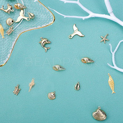 Ocean Theme Brass Pendants KK-SC0001-54G-1
