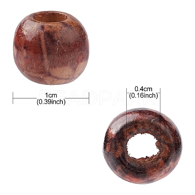 Printed Wood European Beads WOOD-YW0001-10-1