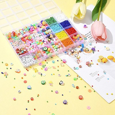 DIY Polymer Clay & Glass Seed & Acrylic Beads Making Finding Kits DIY-FS0006-38-1