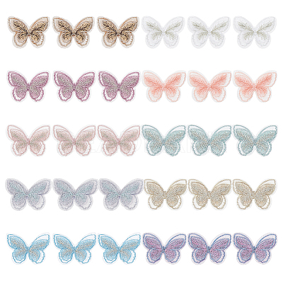 30Pcs 10 Colors Polyester Iron on/Sew On Patches PATC-HS0001-03-1