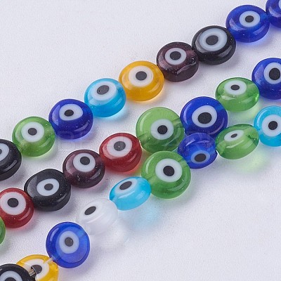 Handmade Evil Eye Lampwork Beads Strands LAMP-J089-A01-1