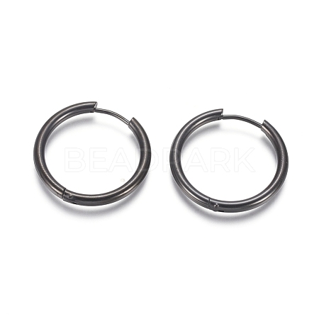 304 Stainless Steel Huggie Hoop Earrings EJEW-F111B-25mm-B-1