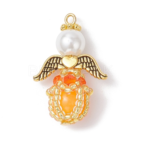 Luminous Handmade Glass Seed Beaded Angel Pendants PALLOY-MZ00963-04-1