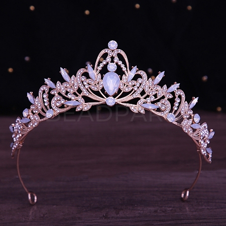 Alloy Rhinestone Crown Hair Bands for Woman Girls PW-WGB2F57-20-1