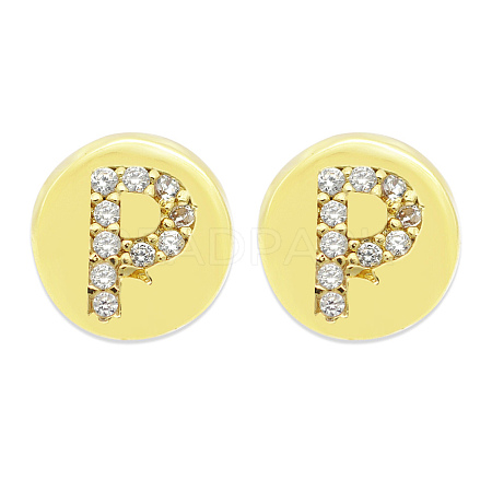 Brass Micro Pave Clear Cubic Zirconia Beads KK-T030-LA843-PX3-1