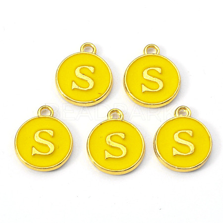 Golden Plated Alloy Enamel Charms ENAM-S118-09S-1