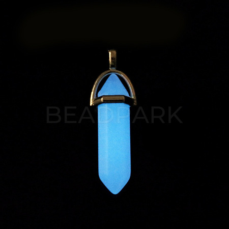 Bullet Pointed Synthetic Luminous Stone Pendants LUMI-PW0001-055-A-1