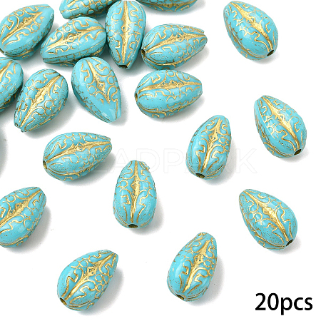 20Pcs Plating Acrylic Beads PACR-YW0001-55B-1