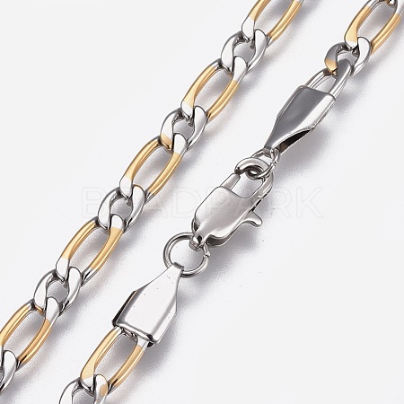 304 Stainless Steel Figaro Chain Necklaces NJEW-L167-09-GP-1