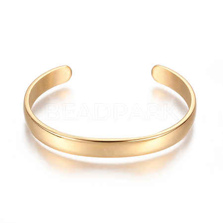 Ion Plating(IP) 304 Stainless Steel Cuff Bangles X-STAS-I110-10-8mm-G-1
