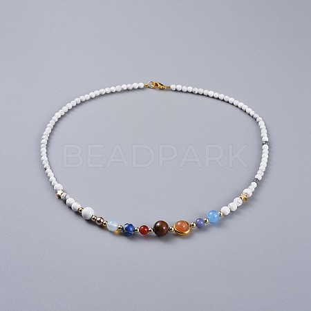 Natural & Synthetic Gemstone Beaded Necklaces NJEW-JN02454-02-1