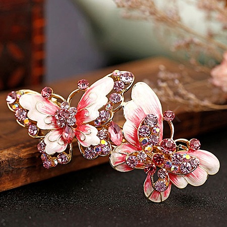 Alloy Rhinestone Enamel Hair Barrettes OHAR-B006-01G-02-1