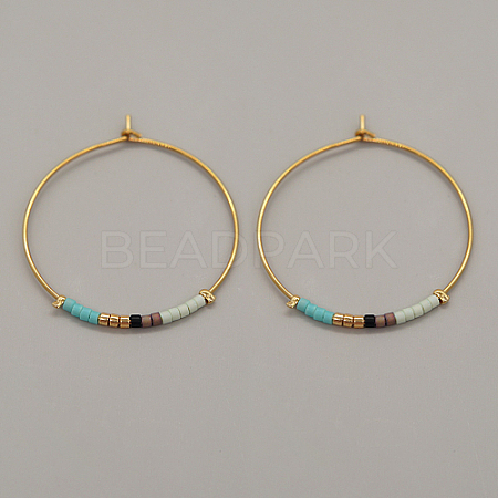 Glass Seed Beaded Hoop Earrings XS8443-8-1