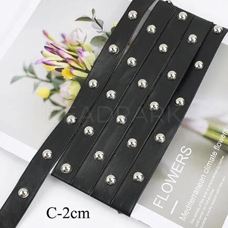 Brass Round Stud Black PU Leather Trimmings FIND-WH0159-45P-1