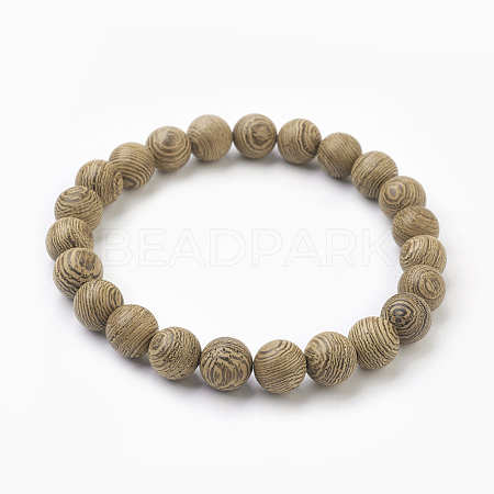 Natural Dyed Sandalwood Beads Stretch Bracelets BJEW-JB03843-02-1