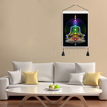 Chakra Cloth Wall Hanging Tapestry HJEW-M003-03A-1