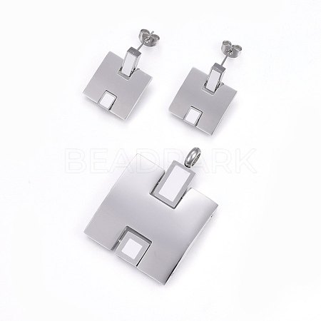 304 Stainless Steel Jewelry Sets SJEW-H141-22P-B-1