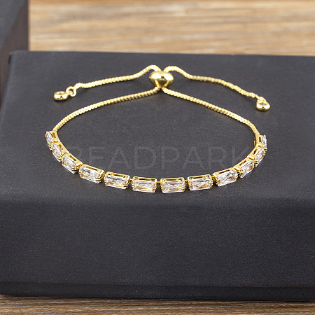 Brass Micro Pave Cubic Zirconia Slider Bracelets FS-WG49F5F-05-1