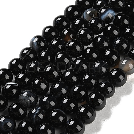 Natural Striped Agate/Banded Agate Beads Strands G-Z060-A01-B08-1