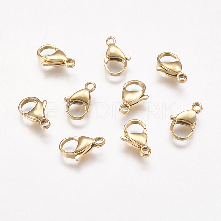 Ion Plating(IP) 304 Stainless Steel Lobster Claw Clasps STAS-P185-15-G-1