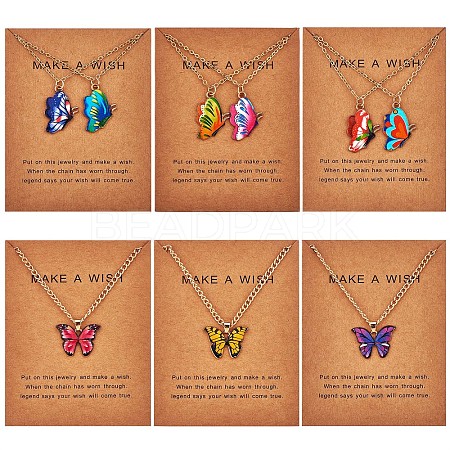 6Pcs Butterfly Pendant Necklaces for Women JN1066A-1