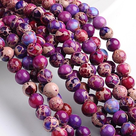 Dyed Natural Imperial Jasper Round Bead Strands G-M274-03-4mm-1